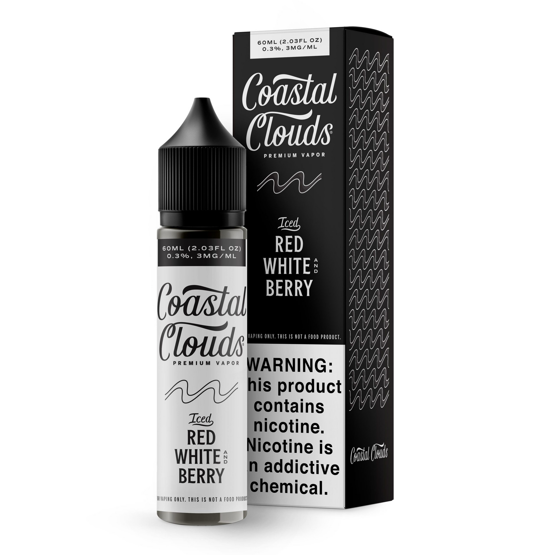 Red White and Berry by Coastal Clouds Series E-Liquid 60mL (Freebase) with packaging