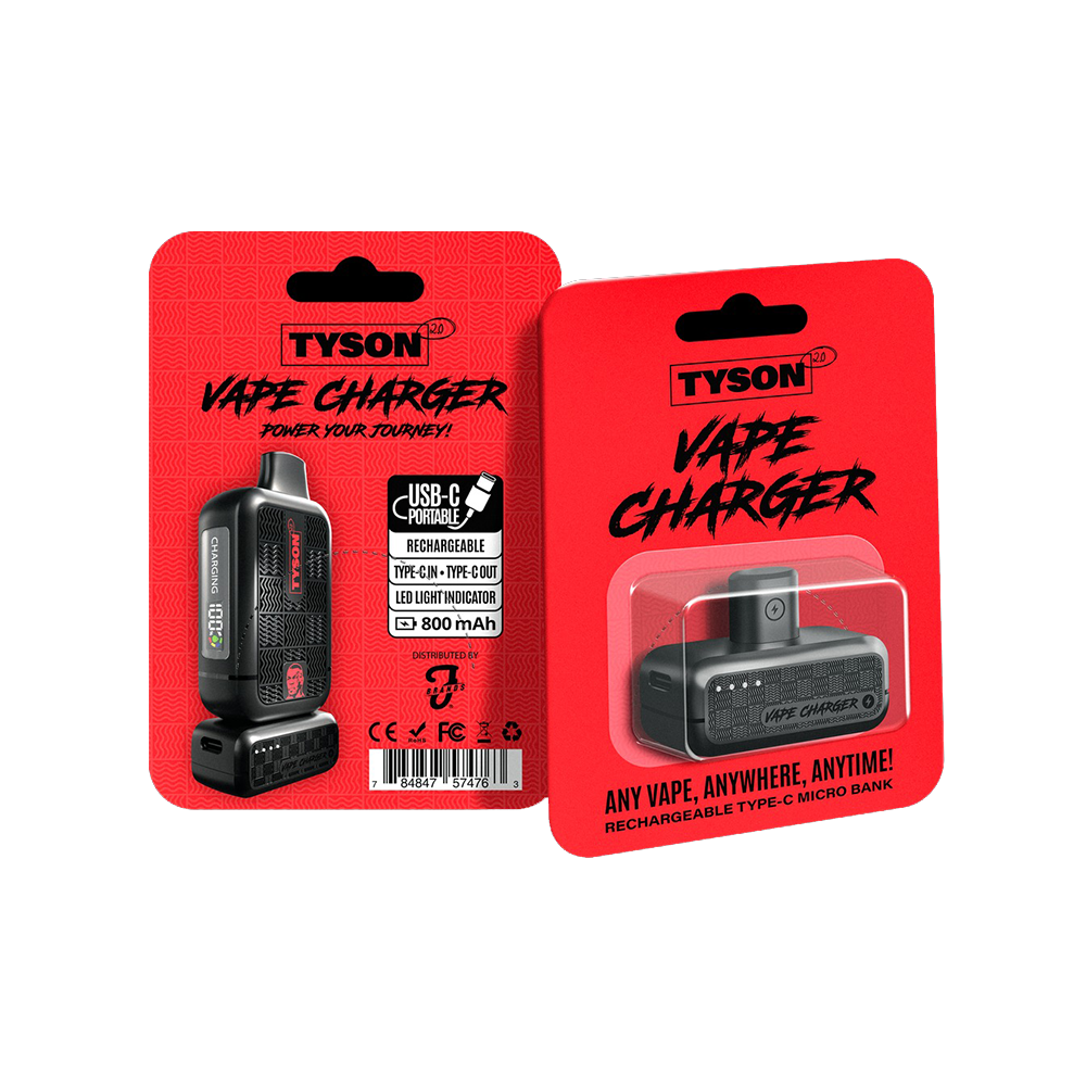 Tyson 2.0 Vape Charger Black with packaging