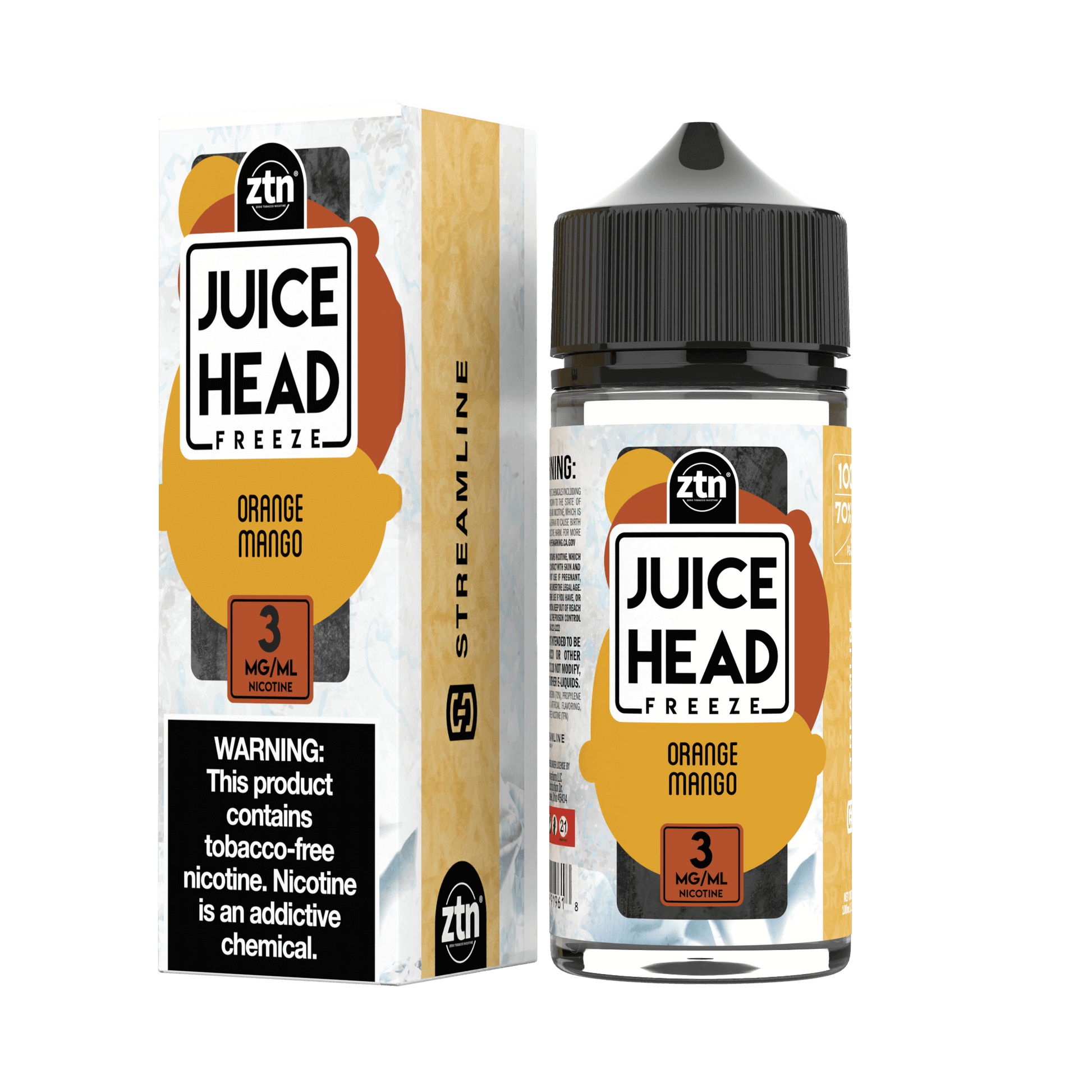 Juice Head Orange Mango Freeze SubOhm Vape Liquid 100mL 3mg bottle with Packaging