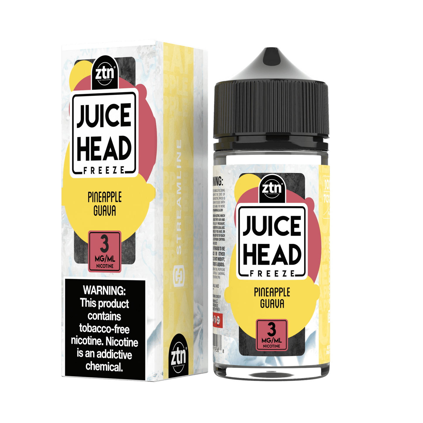 Juice Head Pineapple Guava Freeze SubOhm Vape Liquid 100mL 3mg bottle with Packaging