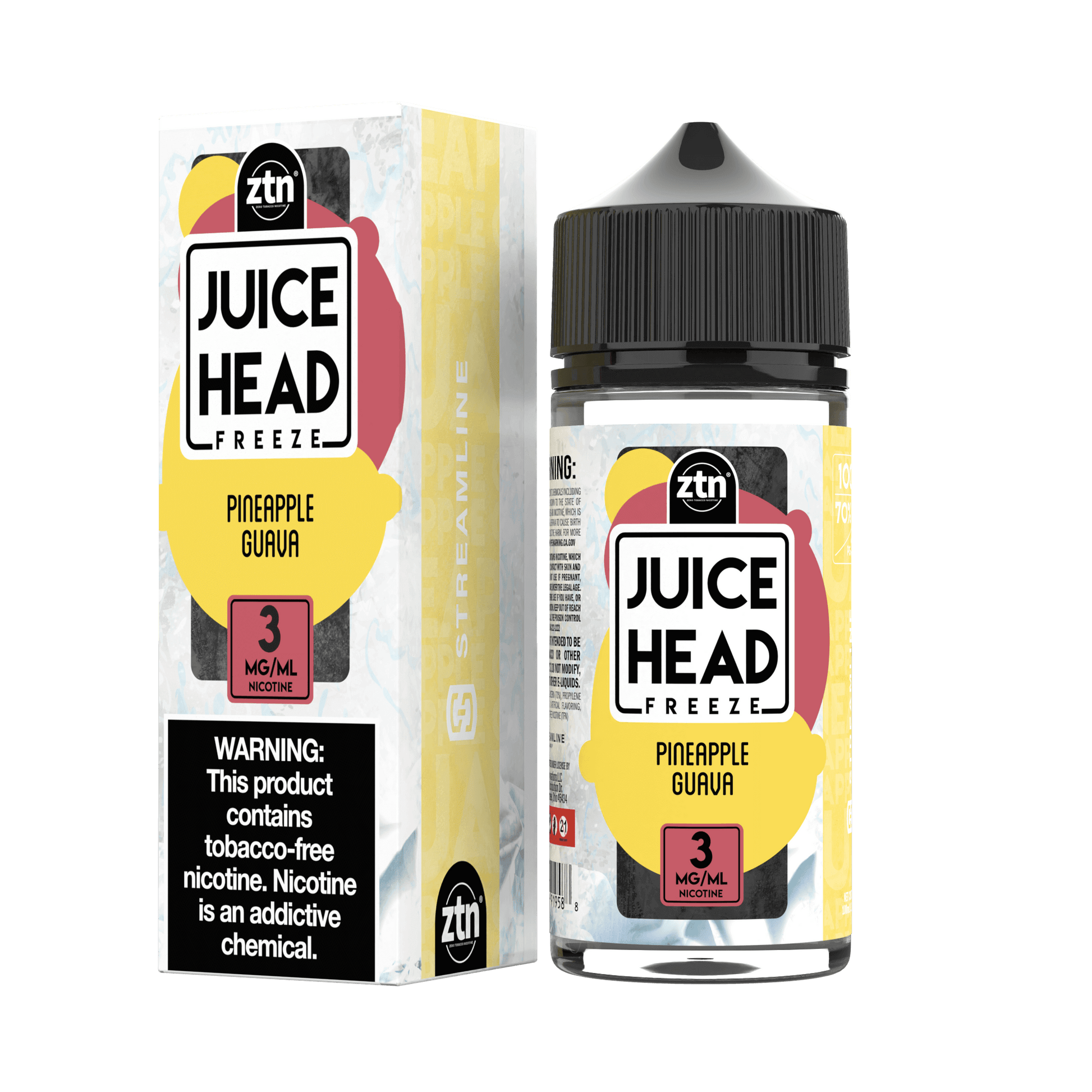 Juice Head Pineapple Guava Freeze SubOhm Vape Liquid 100mL 3mg bottle with Packaging