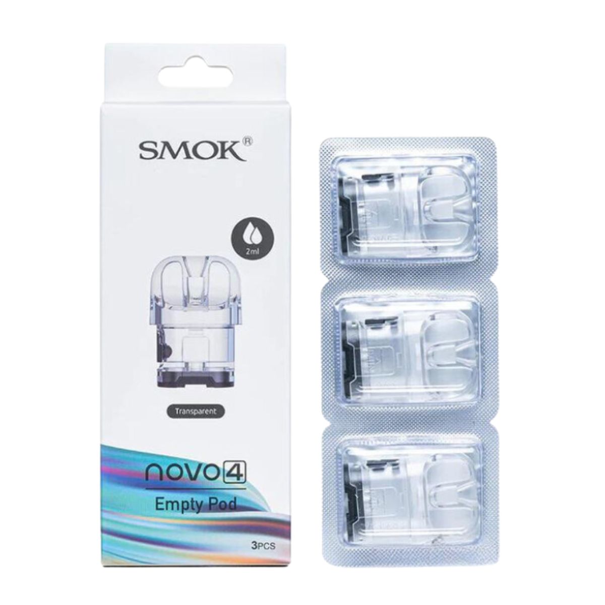 SMOK Novo 4 Replacement Pods 3-Pack clear with packaging