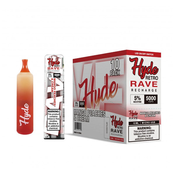 Hyde Retro RAVE Disposable | 5000 Puffs | 12mL Mango Peaches & Cream with Box