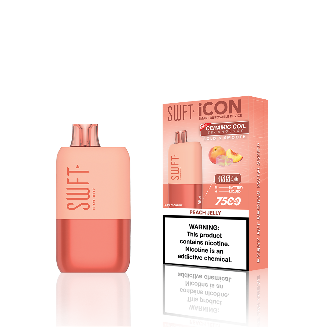 SWFT Icon Disposable | 7500 Puffs | 17mL | 5% Peach Jelly	 with Packaging