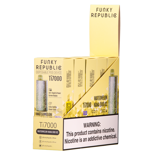 Funky Republic Ti7000 Disposable 7000 Puff 12.8mL 50mg Watermelon Nana Duo Ice