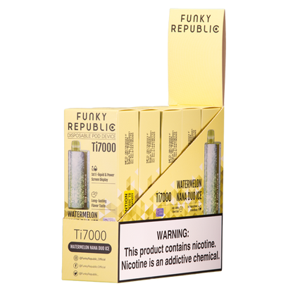 Funky Republic Ti7000 Disposable 7000 Puff 12.8mL 50mg Watermelon Nana Duo Ice