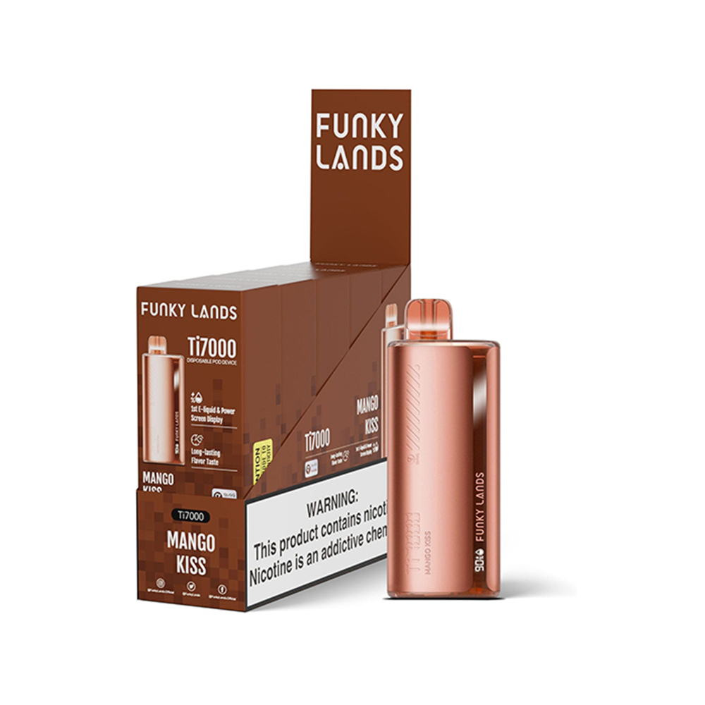 Funky Lands Ti7000 Disposable 7000 Puff 12.8mL 40-50mg Mango Kiss with Packaging