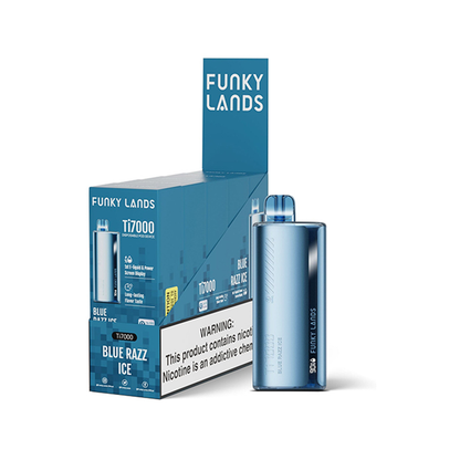 Funky Lands Ti7000 Disposable 7000 Puff 12.8mL 40-50mg Blue Razz Ice with Packaging
