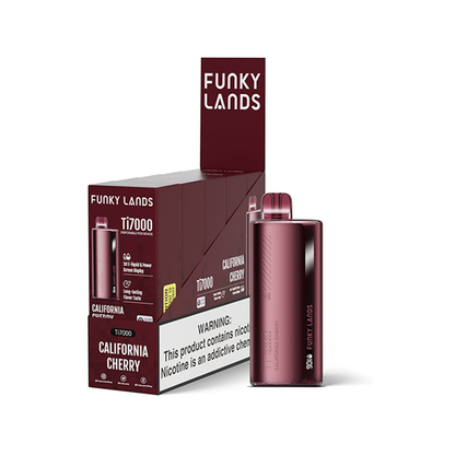 Funky Lands Ti7000 Disposable 7000 Puff 12.8mL 40-50mg California Cherry with Packaging