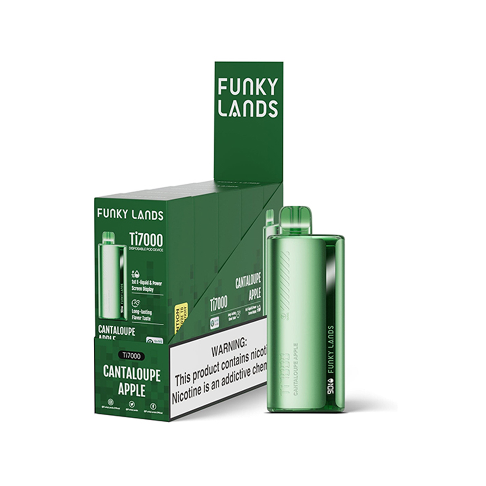 Funky Lands Ti7000 Disposable 7000 Puff 12.8mL 40-50mg Cantaloupe Apple with Packaging
