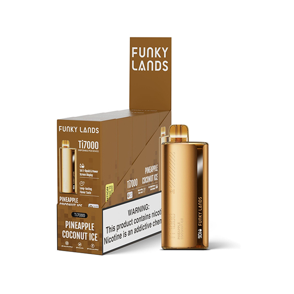Funky Lands Ti7000 Disposable 7000 Puff 12.8mL 40-50mg Pineapple Coconut Ice with Packaging