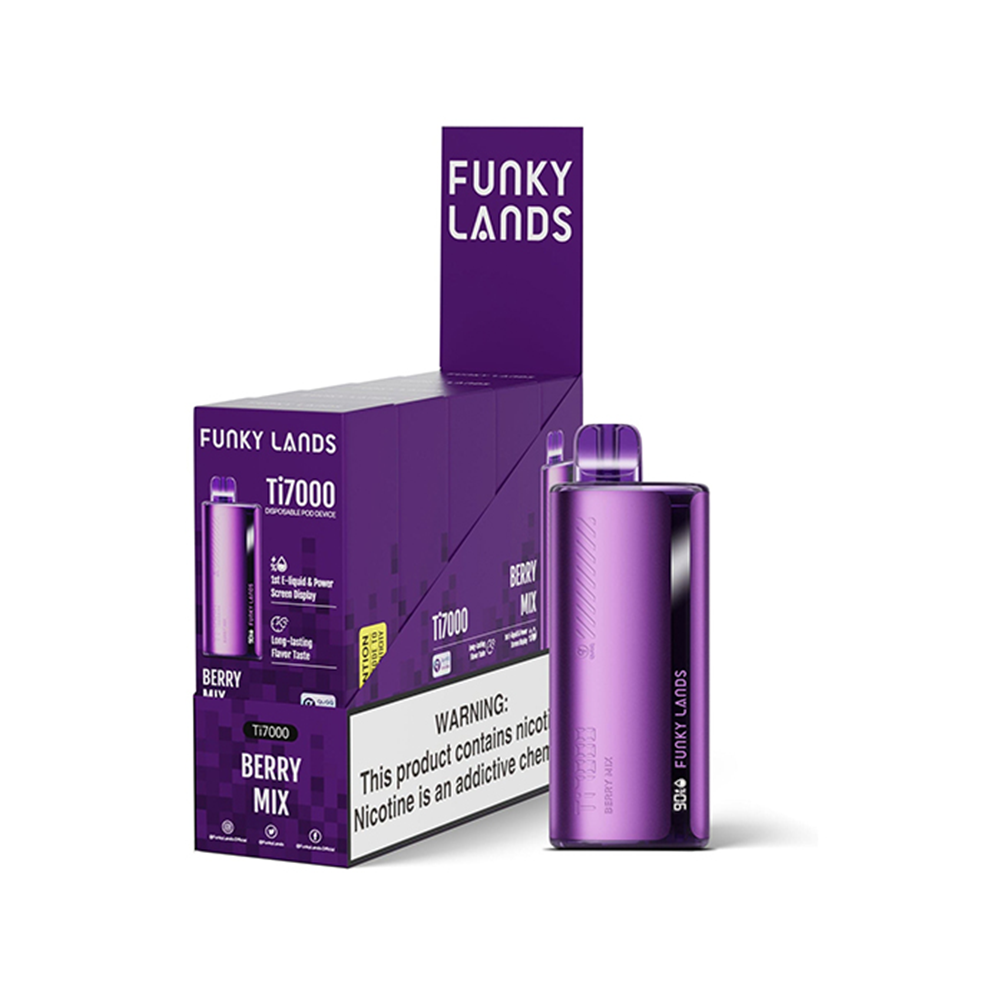 Funky Lands Ti7000 Disposable 7000 Puff 12.8mL 40-50mg Berry Mix with Packaging