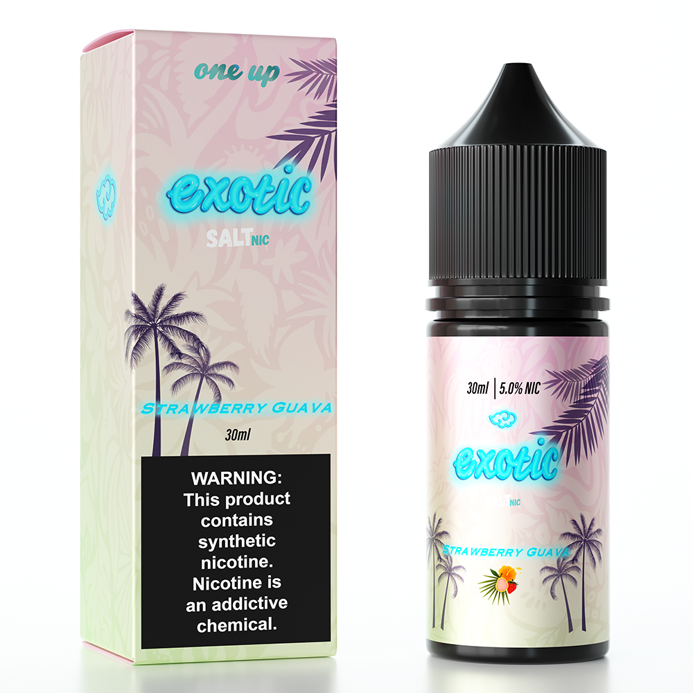 Strawberry Guava by One Up TFN Salt Series E-Liquid 30mL (Salt Nic) Packaging