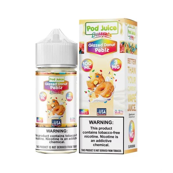 Glazed Dount Peblz by Pod Juice Series E-Liquid 100mL (Freebase) Packaging