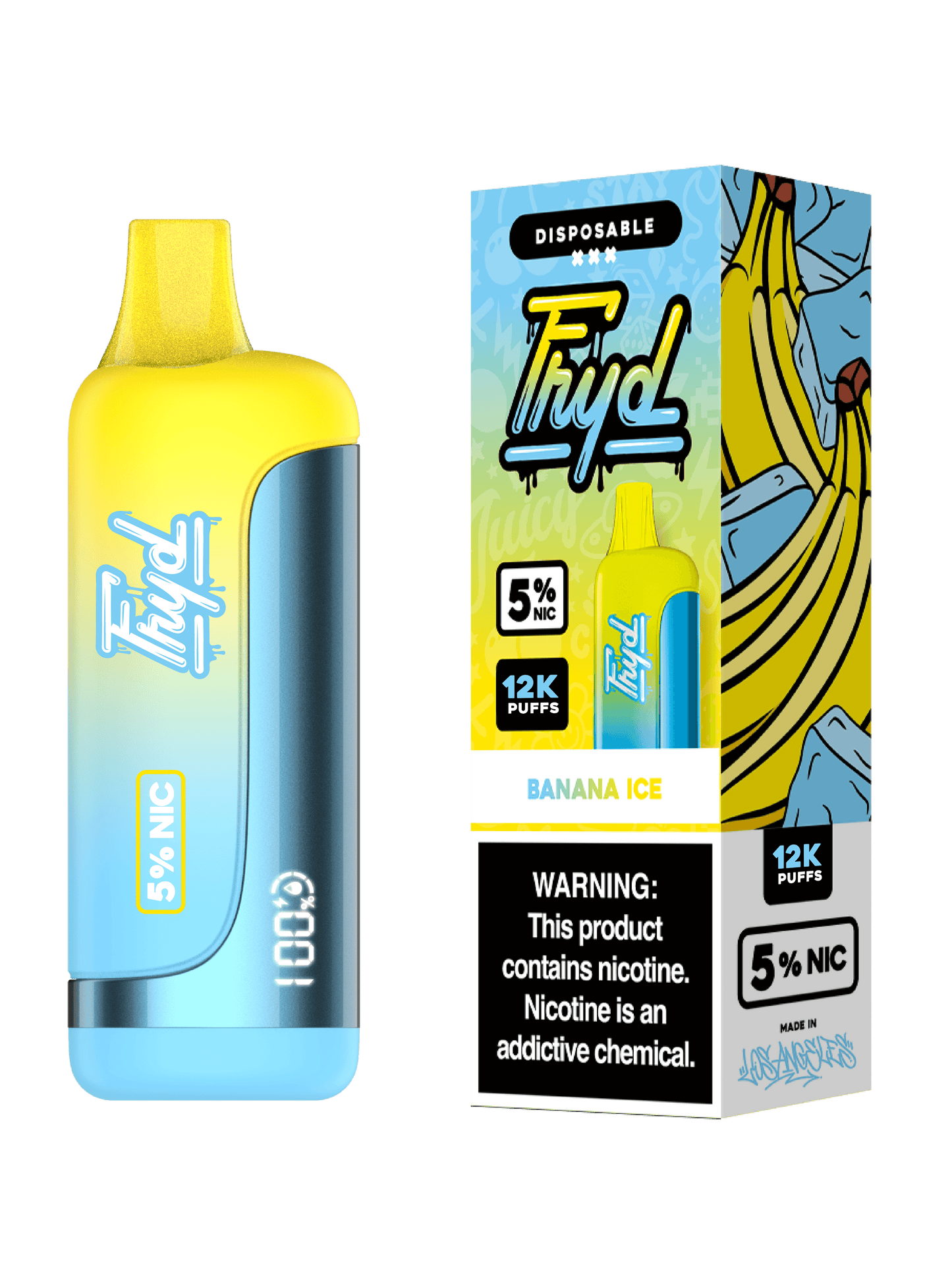 FRYD Disposable 12,000 Puffs (17mL) 50mg - Banana Ice