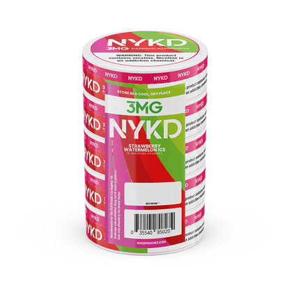 NYKD Oral Nicotine Pouches 3-6mg X20 Pouches 5-Cannister Pack Strawberry Watermelon Ice 3mg