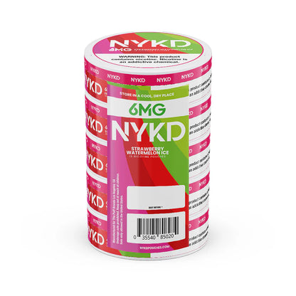 NYKD Oral Nicotine Pouches 3-6mg X20 Pouches 5-Cannister Pack Strawberry Watermelon Ice 6mg