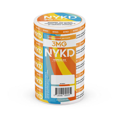 NYKD Oral Nicotine Pouches 3-6mg X20 Pouches 5-Cannister Pack Tropical Ice 3mg