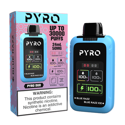 Pyro DUO Disposable Blue Razz/Blue Razz Ice with packaging