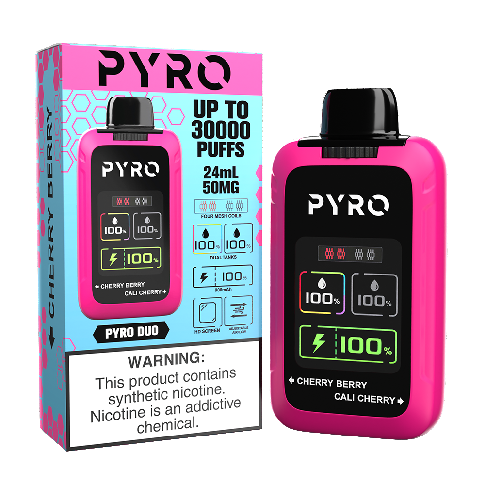 Pyro DUO Disposable Cherry Berry/Cali Cherrry with packaging