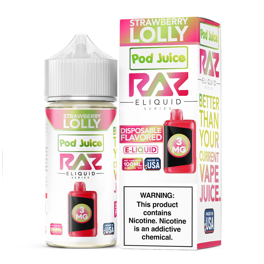 Strawberry Lolly | Pod Juice x RAZ | 100mL | Puffin Vape Shop – PV Shop