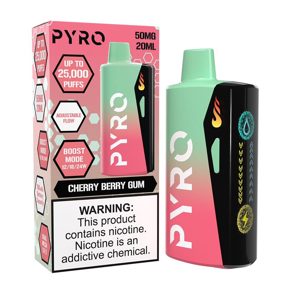 Pyro Boost Disposable - Cherry Berry Gum with packaging