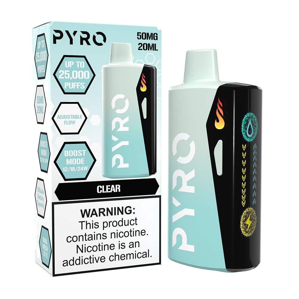 Pyro Boost Disposable - Clear with packaging