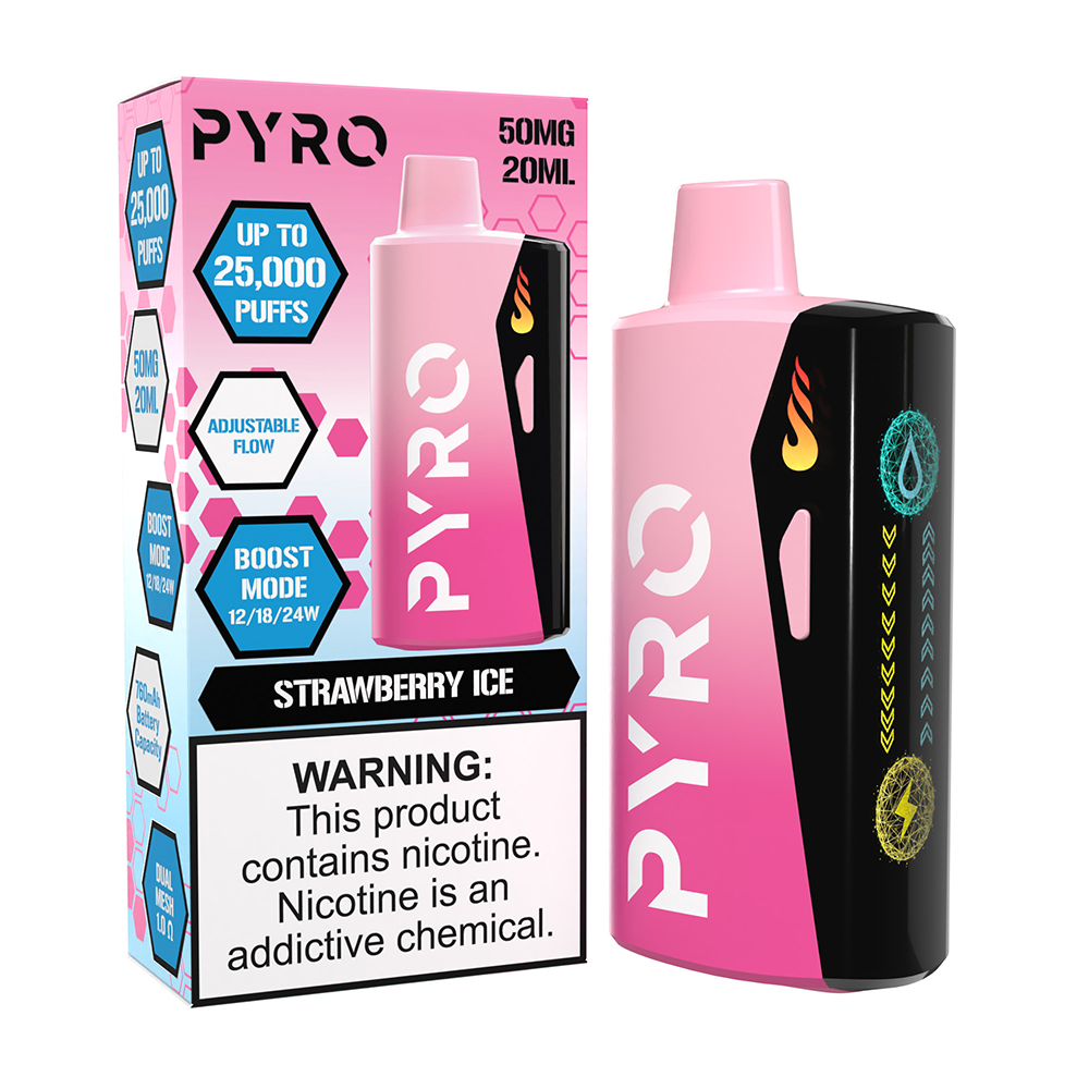 Pyro Boost Disposable - Strawberry Ice with packaging