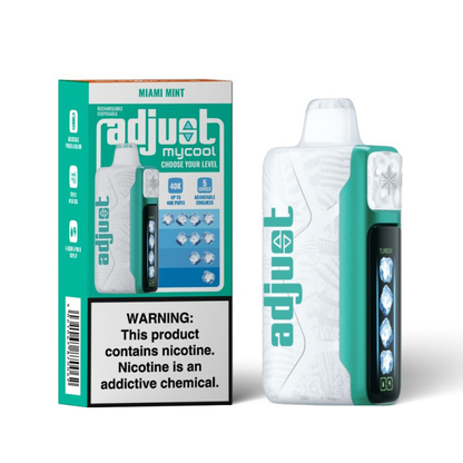 Adjust MyCool Disposable 20mL 50mg 40000 Puffs Miami Mint with packaging