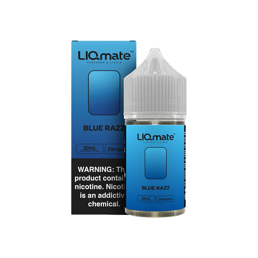 7Daze Liqmate Blue Razz Nic Salt Vape Liquid 30mL 20mg bottle with packaging