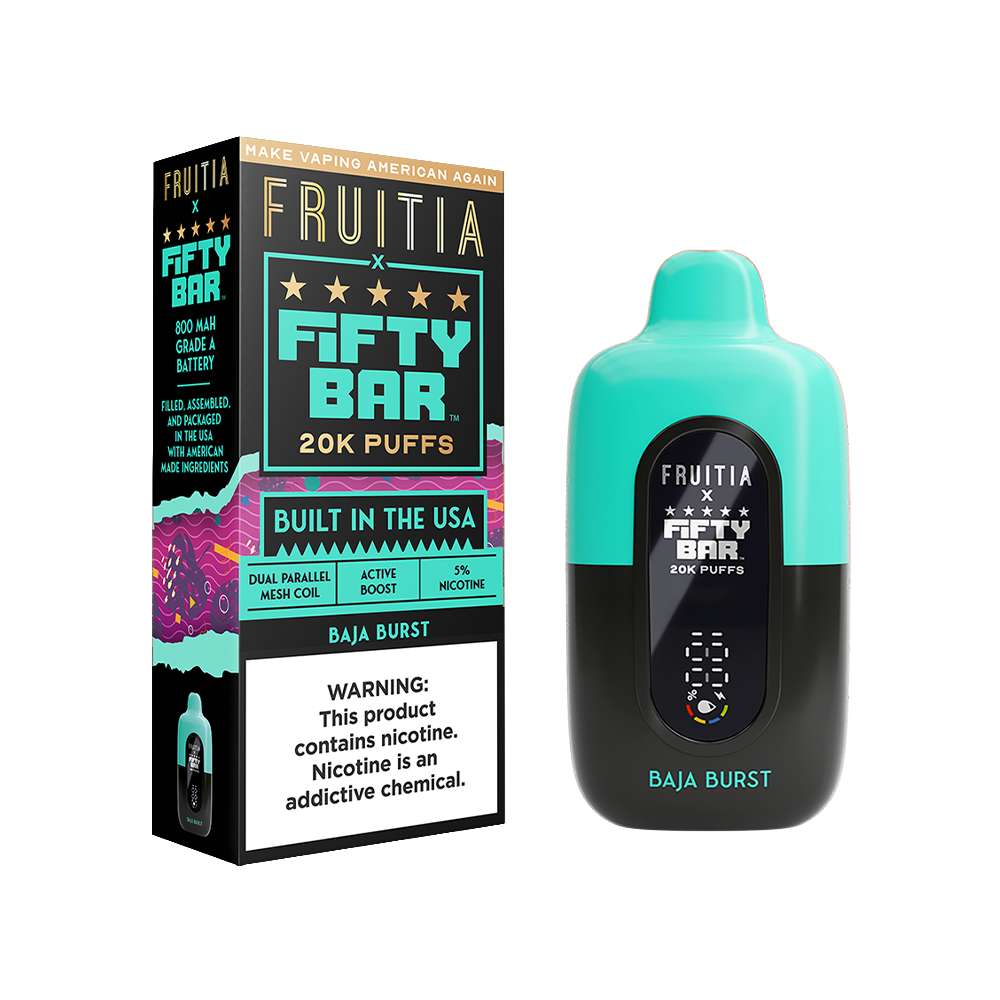 Fifty Bar Fruitia Disposable Baja Burst with Packaging