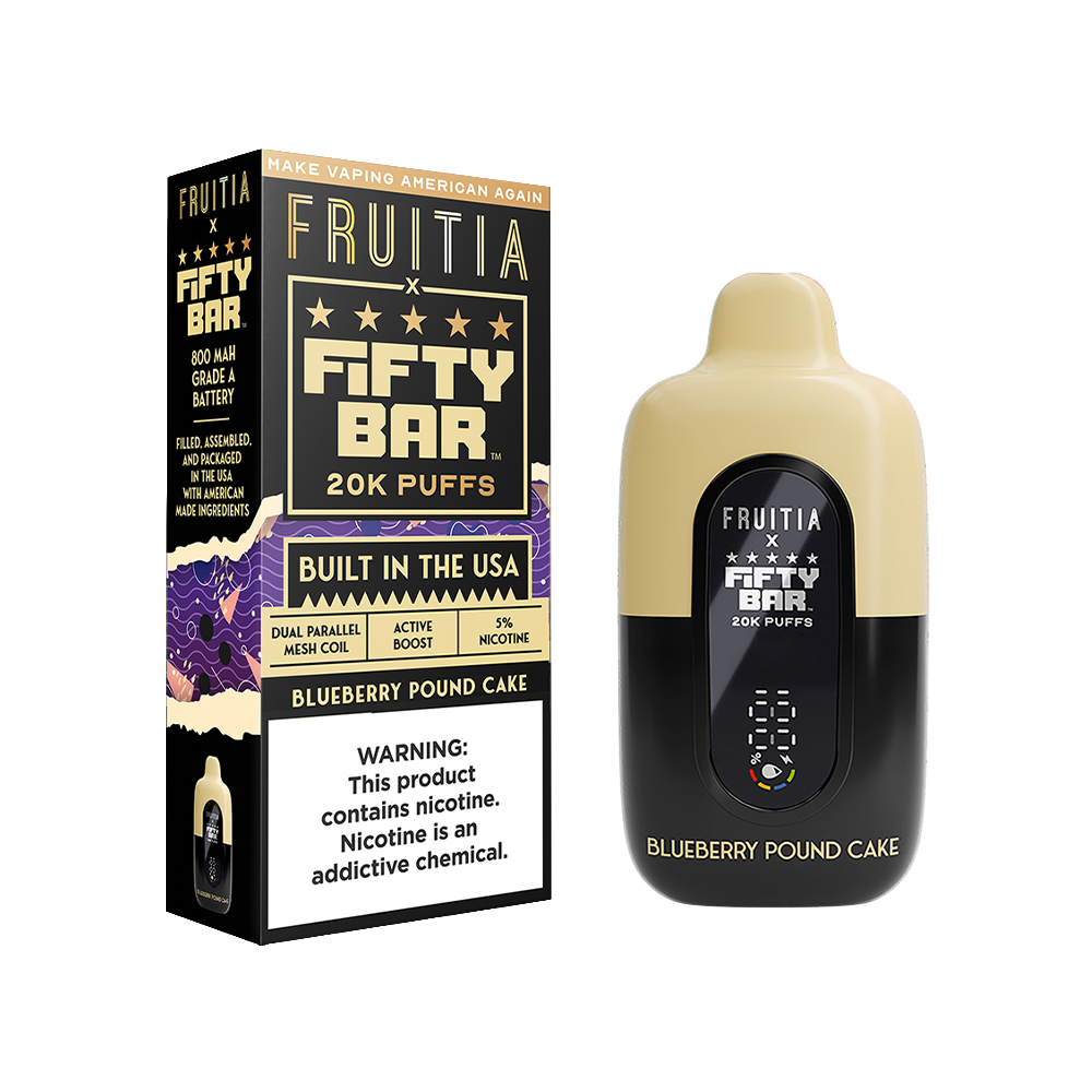 Fifty Bar Fruitia Disposable Blueberry Pound Cake with Packaging