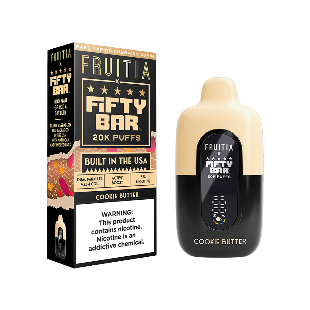 Fifty Bar Fruitia Disposable Cookie Butter with Packaging