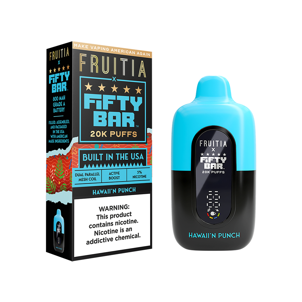 Fifty Bar Fruitia Disposable Hawaii'n Punch with Packaging