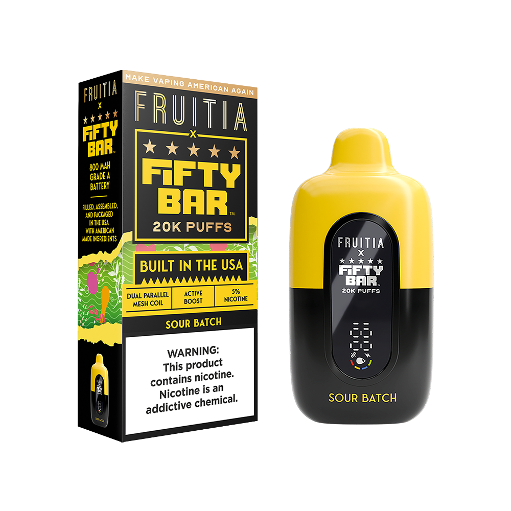 Fifty Bar Fruitia Disposable Sour Batch with Packaging