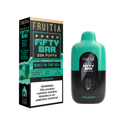 Fifty Bar Fruitia Disposable Spearmint with Packaging