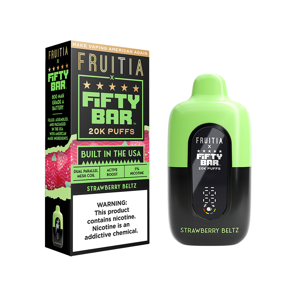 Fifty Bar Fruitia Disposable Strawberry Beltz with Packaging