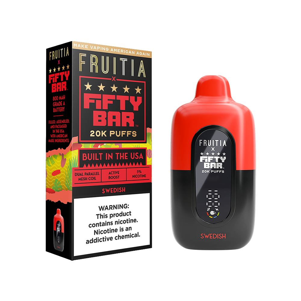 Fifty Bar Fruitia Disposable Swedish with Packaging