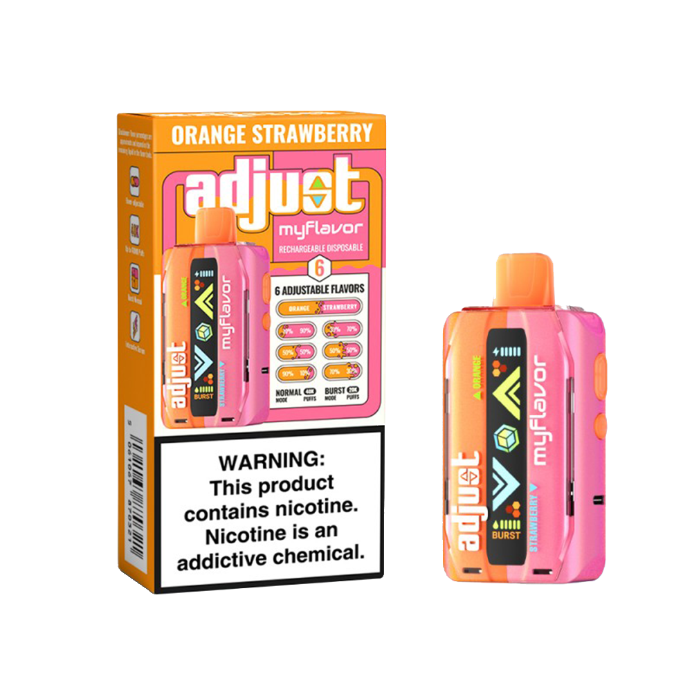 Adjust MyCool Disposable 20mL 50mg 40000 Puffs Orange Strawberry with packaging