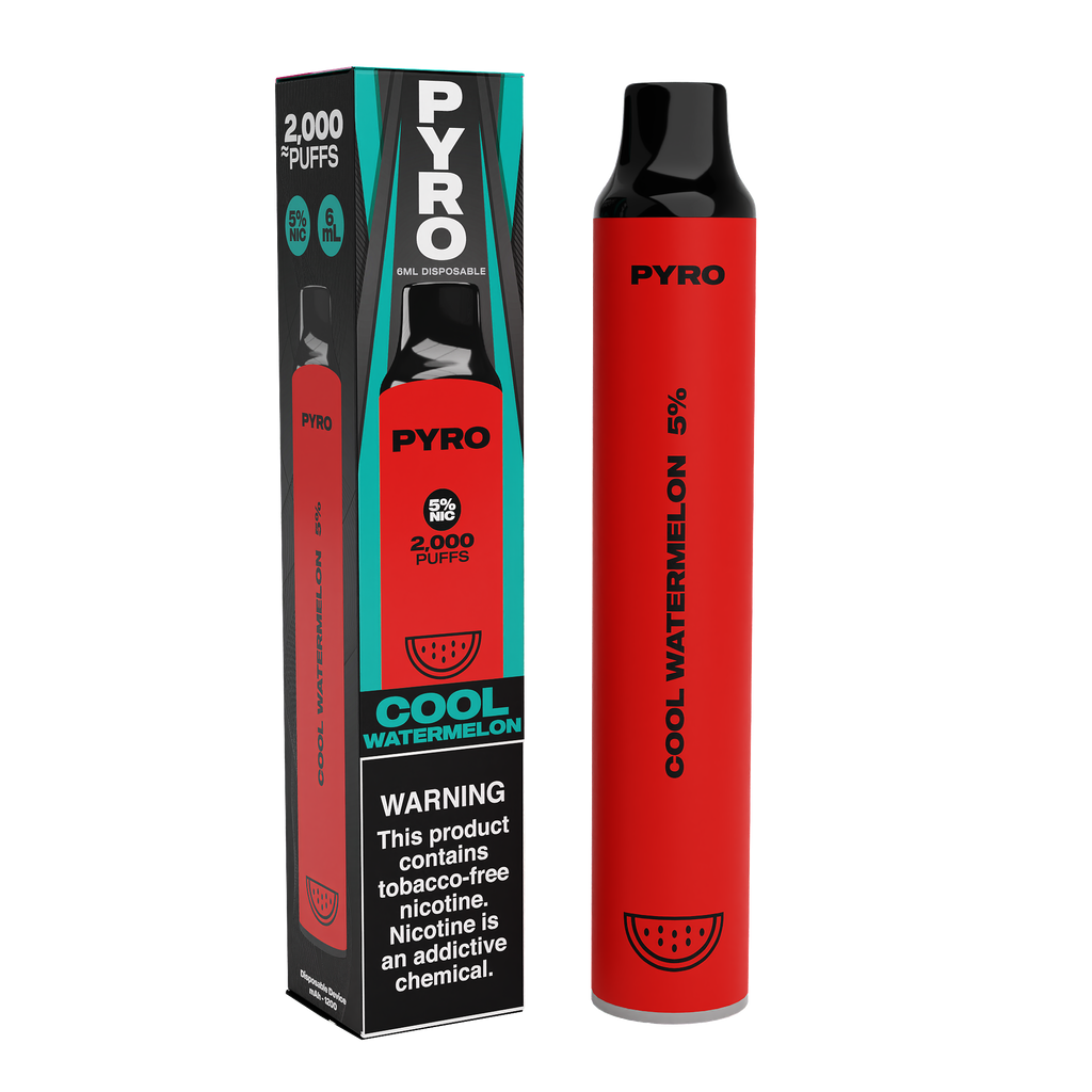 Pyro Disposable | 2000 Puffs | 6mL Cool Watermelon	 with Packaging