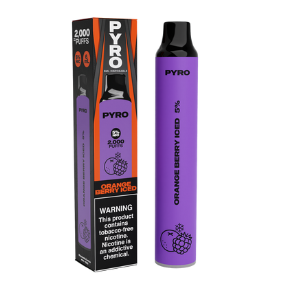 Pyro Disposable | 2000 Puffs | 6mL Orange Berry Iced	 with Packaging