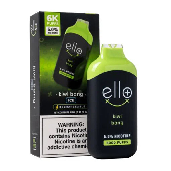 BLVK Ello Plus Disposable 6000 Puffs 12mL 50mg Kiwi Bang with packaging