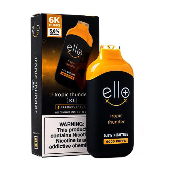 BLVK Ello Plus Disposable 6000 Puffs 12mL 50mg Tropic Thunder with packaging