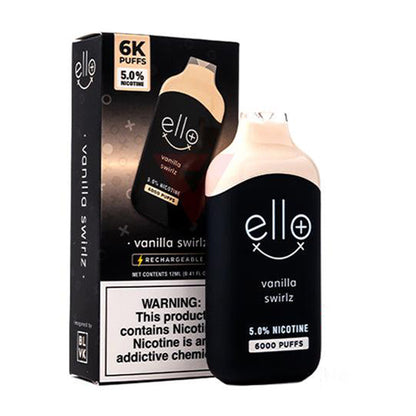 BLVK Ello Plus Disposable 6000 Puffs 12mL 50mg Vanilla Swirlz with packaging