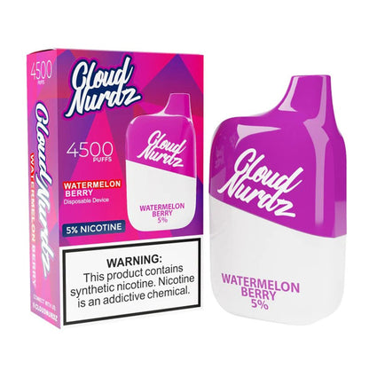 Cloud Nurdz 0% Disposable watermelon berry with packaging