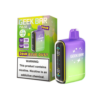 Geek Bar Pulse Disposable 15000 Puff 16mL 50mg sour blue dust with packaging