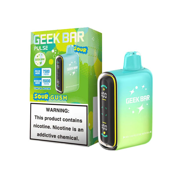 Geek Bar Pulse Disposable 15000 Puff 16mL 50mg sour gush with packaging