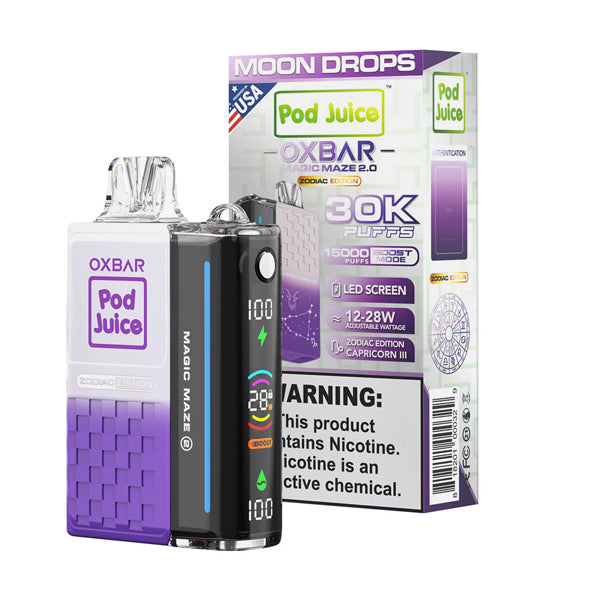 Oxbar Magic Maze 2.0 Pod Juice Edition Disposable 30000 Puffs 13mL 50mg moon drops with packaging