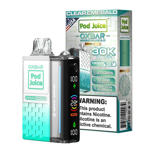 Oxbar Magic Maze 2.0 Pod Juice Edition Disposable clear emerald with packaging