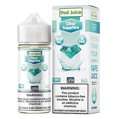 Clear Sapphire by Pod Juice Series 100mL 3mg with packaging